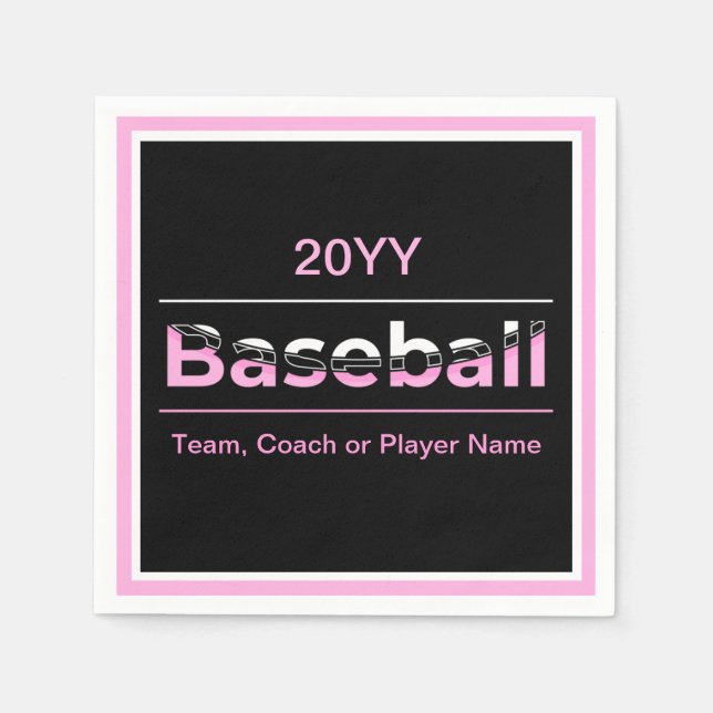 Girls Baseball - rosa geometrische Typografie Serviette (Vorderseite)