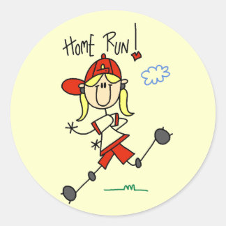 Girls Baseball Zuhause Run Tshirts und Geschenke Runder Aufkleber
