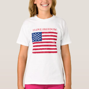 Girls Basic T - Shirt-Patriotic T-Shirt
