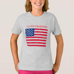 Girls Basic T - Shirt-Patriotic T-Shirt