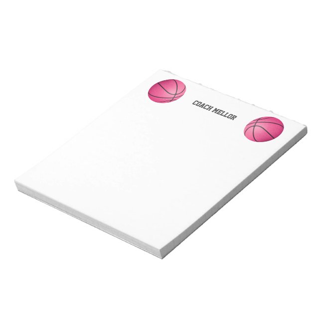 Girl's basketball Coach Custom Name Notizblock (Rotiert)