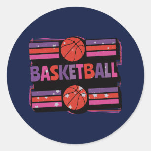 Girls Basketball Geometrische künstlerische Typogr Runder Aufkleber