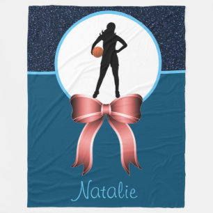 Girls Basketball Glitzer und Bow Fleece Blanket