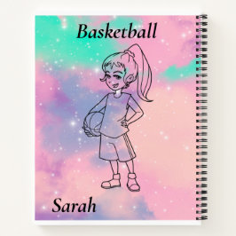 Girls Basketball mit Wasserfarbenhintergrund Mädch Notizbuch