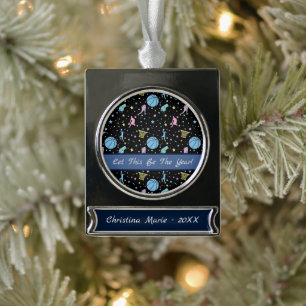 Girls Basketball Players - Sternenmuster Banner-Ornament Silber
