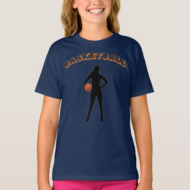Girl's Basketball T - Shirt mit Name & Nummer (Vorderseite)