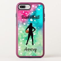 Girls Basketball Wasserfarbe mit schwimmenden Herz