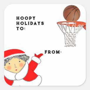 Girls Basketball Weihnachtsmarken Quadratischer Aufkleber
