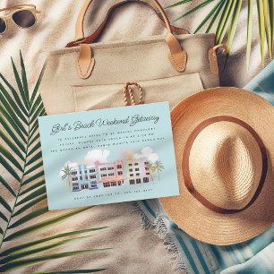 Girl's Beach Weekend Geburtstag Bachelorette Einladung