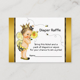 Girls Bee Diaper Raffle Ticket Begleitkarte
