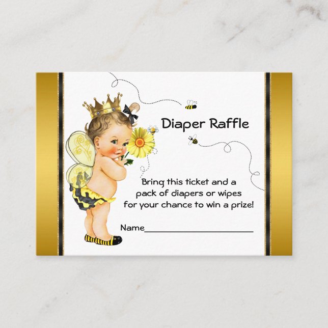 Girls Bee Diaper Raffle Ticket Begleitkarte (Vorderseite)