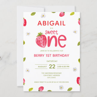 Girl's Berry Erster 1. Geburtstag Einladung