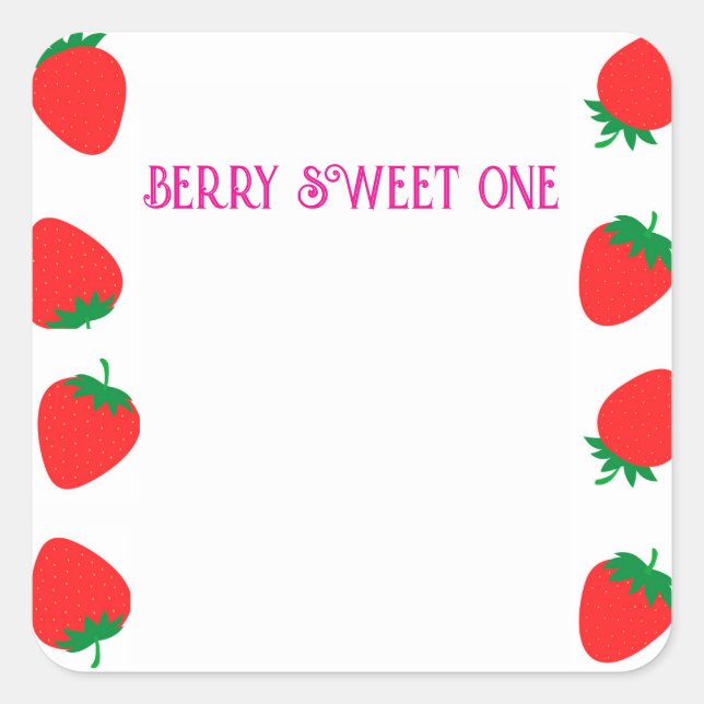 Girl's Berry Sweet One Square Sticker (Vorderseite)