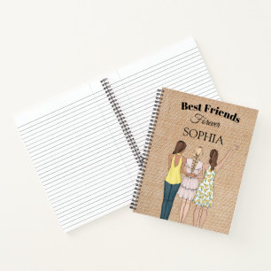Girls Best Friends Rustic Hessian Spiral Notebook Notizbuch