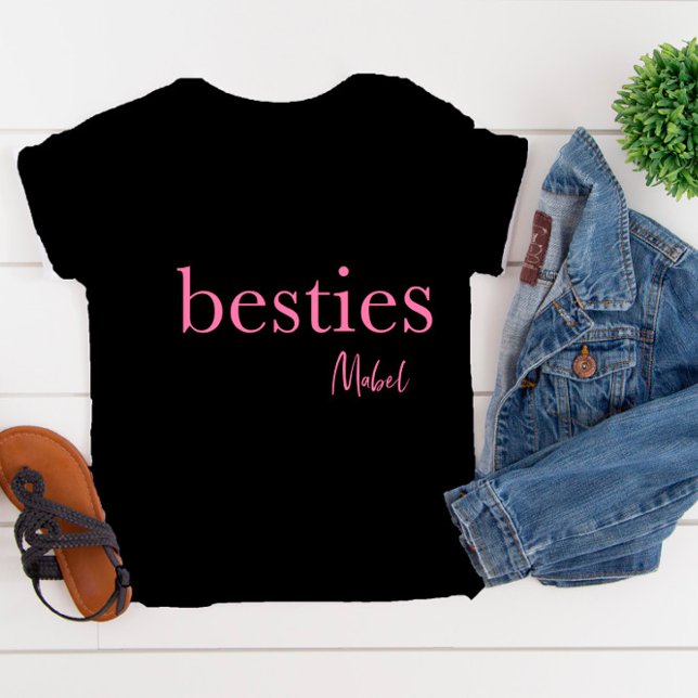 Girls Besties Black Pink Heart T - Shirt (Von Creator hochgeladen)