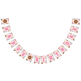 Girl's Birthday Donut Party - Party Flag Bunting Wimpelkette