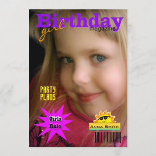Girl's Birthday Party Magazine Einladung