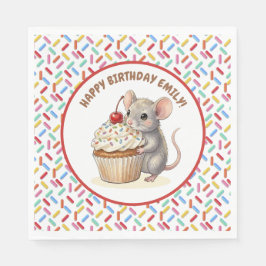 Girl's Birthday Party | Mouse & Cupcake   Serviette
