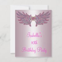 Girls Birthday Pink & Blue Jewel Angel Wings