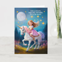 Girls Birthday Ride Ein Einhorn Fliegen zum Mond