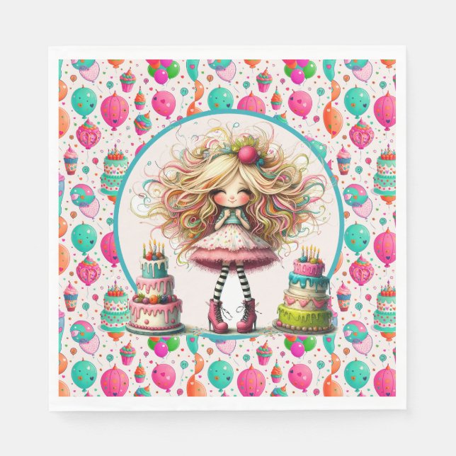 Girls Birthday  Serviette (Vorderseite)