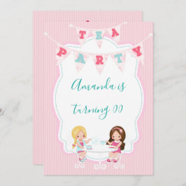 Girl's Birthday Tea Party Shabby-Chic Personalisie Einladung