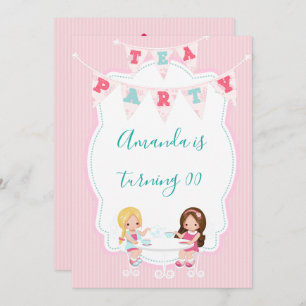 Girl's Birthday Tea Party Shabby-Chic Personalisie Einladung