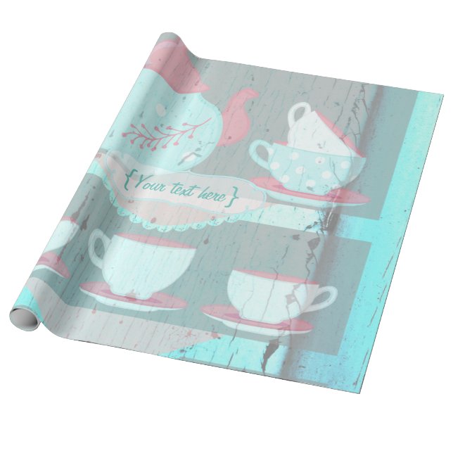 Girl's Birthday Tea Party Shabby-Chic Personalisie Geschenkpapier (Ungerollt)
