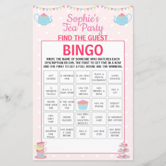 Girls Birthday Tee Party Finden Sie das Gast Bingo