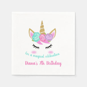 Girl's Birthday Unicorn Thema Serviette