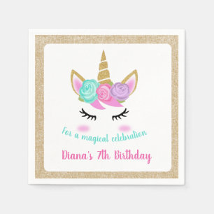 Girl's Birthday Unicorn Thema Serviette