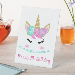 Girl's Birthday Unicorn Thema Sockelschild