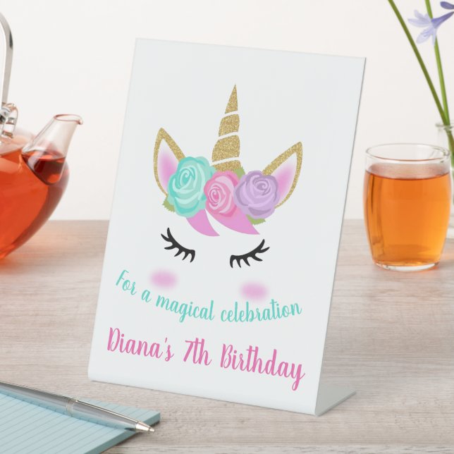 Girl's Birthday Unicorn Thema Sockelschild (In Situ)