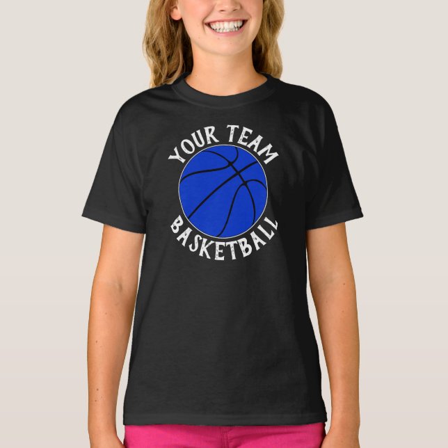 Girls Blue Basketball Team, Spielername und Spiele T-Shirt (Vorderseite)
