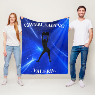 Girls Blue Cheerleader Blanket mit ihrem Namen! Fleecedecke