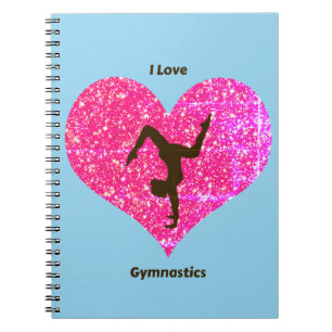 Girls Blue I Liebe Gymnastik Spiral Notebook Notizblock