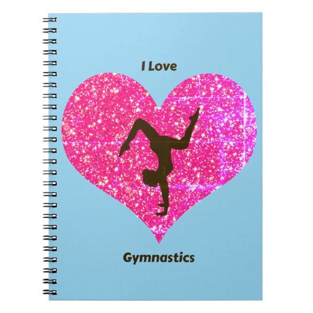 Girls Blue I Liebe Gymnastik Spiral Notebook Notizblock (Vorderseite)