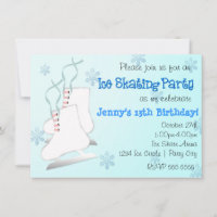 Girls Blue Ice Skaten Skate Snowflake Einladung