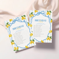 Girls Blue Lemon Amalfi 1. Geburtstag Trivia Spiel