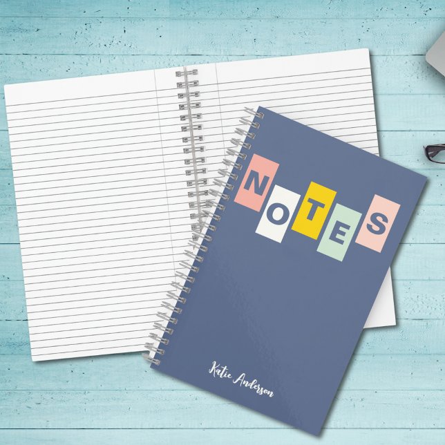 Girls Blue Mit Monogramm Full Name Notes Notizbuch (Von Creator hochgeladen)