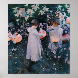 Girls Blume Lanterns Klassisches Vintages Kunstmus Poster