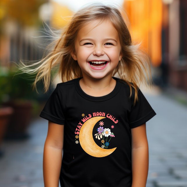 Girls Boho Retro "Moon Child" Basic T - Shirt (Von Creator hochgeladen)