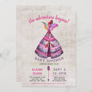 Girls Boho TeePee Baby Shower Einladungen