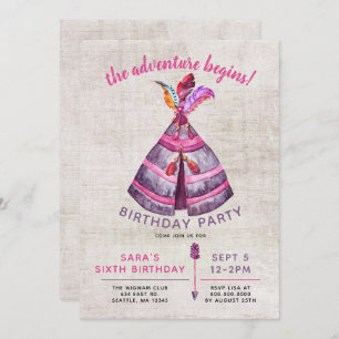 Girls Boho TeePee Einladungen zum Geburtstag