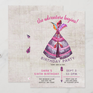 Girls Boho TeePee Einladungen zum Geburtstag