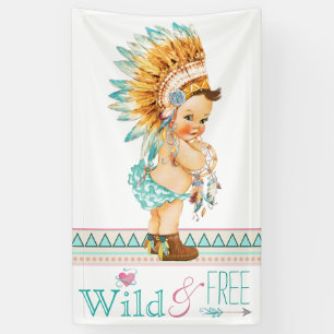 Girls Boho Tribal Baby Shower Banner