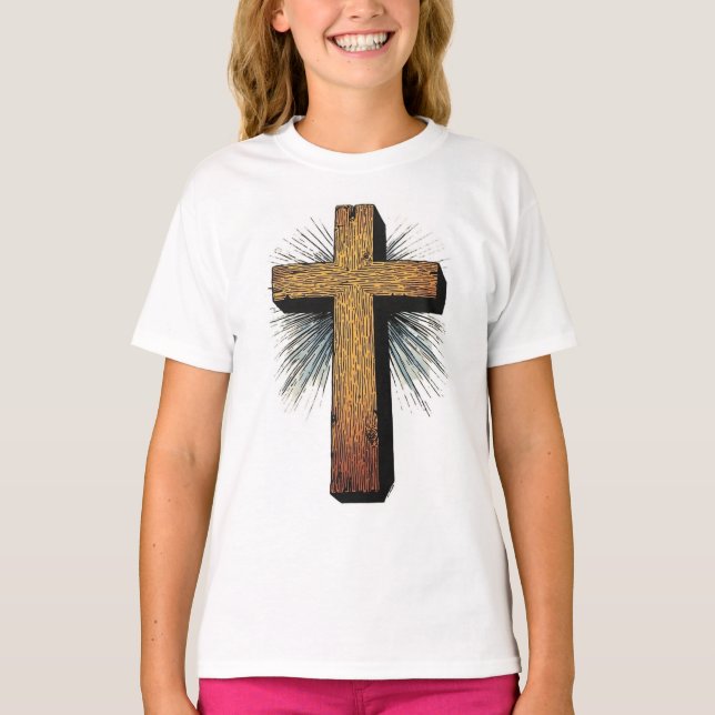 Girl's Bold Christian Cross Tee Shirt (Vorderseite)