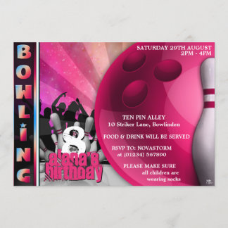Girls Bowling Party Einladungen