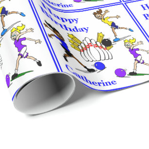 Girls Bowling Personalisiert Geburtstagsgeschenk Geschenkpapier