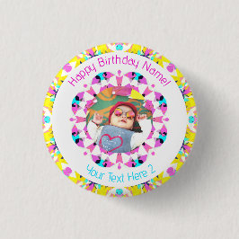 Girls Boys Happy Birthday Star Custom Age Foto Button